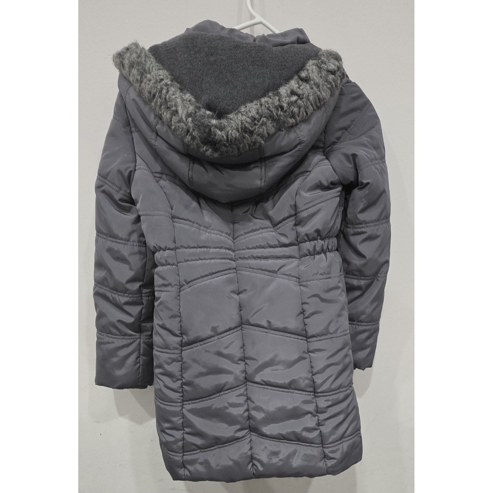 Calvin Klein Girls' Aerial Long Puffer Jacket Faux Fur Hood Lining Grey size M - Picture 9 of 9